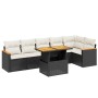 Set Divani da Giardino con Cuscini 7pz Nero Polyrattan