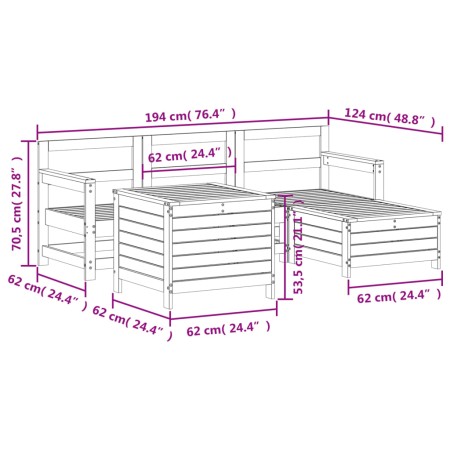 Set Divani da Giardino 5 pz in Legno Massello Abete Douglas