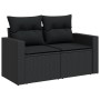 Set Divani da Giardino 13pz con Cuscini Nero in Polyrattan