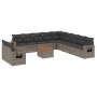 Set Divani da Giardino 12 pz con Cuscini Grigio in Polyrattan