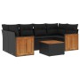 Set Divani da Giardino con Cuscini 7pz Nero Polyrattan