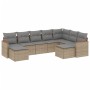 Set Divano da Giardino 9 pz con Cuscini Beige Misto Polyrattan