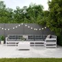 Set Salotto Giardino 7pz con Cuscini Bianco Legno Massello Pino