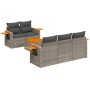 Set Divano da Giardino 6 pz con Cuscini Grigio in Polyrattan