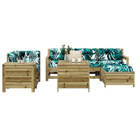 Set Divani da Giardino 7 pz in Legno Impregnato di Pino