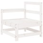 Set Divani da Giardino 7 pz Bianco in Legno Massello di Pino