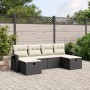 Set Divano da Giardino 6 pz con Cuscini Nero in Polyrattan