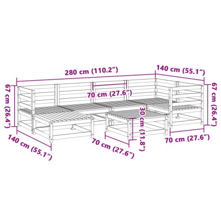 Set Divani da Giardino 7 pz in Legno Massello Abete Douglas