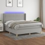 Letto a Molle Materasso e LED Grigio Chiaro 180x200 cm Tessuto