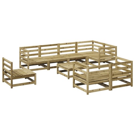 Set Divani da Giardino 9 pz in Legno Impregnato di Pino