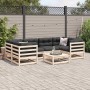 Set Divani da Giardino 7 pz con Cuscini Legno Massello di Pino