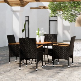 Set Bistrot da Giardino 5 pz Polyrattan e Legno Massello Nero