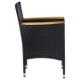 Set da Pranzo da Giardino 5 pz Polyrattan e Legno Massello Nero