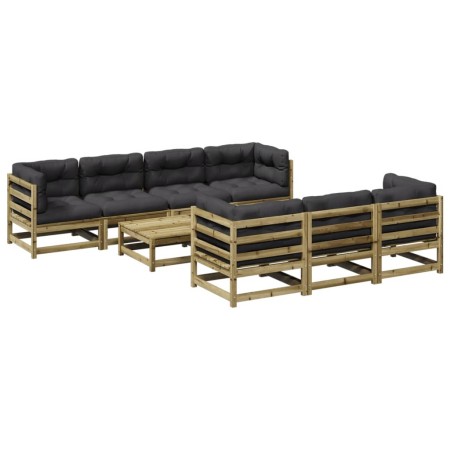 Set Divani da Giardino 8pz con Cuscini Legno Impregnato di Pino