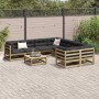 Set Divani da Giardino 9pz con Cuscini Legno Impregnato di Pino