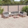 Set Divani Giardino 9 pz Cuscini Legno Massello Abete Douglas