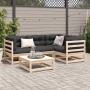 Set Divani Giardino 5 pz con Cuscini in Legno Massello di Pino