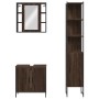 Set Mobili da Bagno 3 pz Rovere Marrone in Legno Multistrato