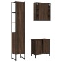 Set Mobili da Bagno 3 pz Rovere Marrone in Legno Multistrato