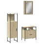 Set Mobili da Bagno 3 pz Rovere Sonoma in Legno Multistrato