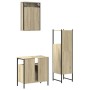 Set Mobili da Bagno 3 pz Rovere Sonoma in Legno Multistrato