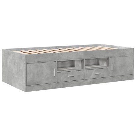 Divano Letto con Cassetti Grigio Cemento 90x190 cm Multistrato