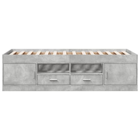 Divano Letto con Cassetti Grigio Cemento 90x190 cm Multistrato