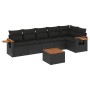 Set Divani da Giardino con Cuscini 7pz Nero Polyrattan