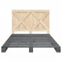 Giroletto con Testiera Grigio 140x200 cm Legno Massello di Pino