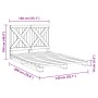 Giroletto con Testiera Grigio 140x200 cm Legno Massello di Pino