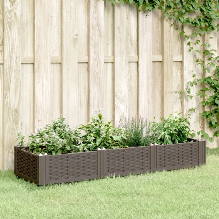 Fioriera da Giardino con Picchetti Marrone 125x40x28,5 cm PP