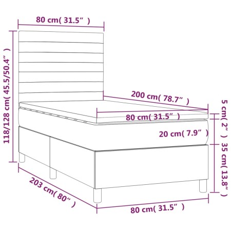 Giroletto a Molle con Materasso Grigio Chiaro 80x200 cm Velluto