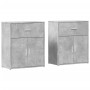 Credenze 2 pz Grigio Cemento 60x31x70 cm in Legno Multistrato