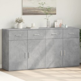 Credenze 2 pz Grigio Cemento 79x38x80 cm in Legno Multistrato