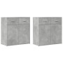 Credenze 2 pz Grigio Cemento 79x38x80 cm in Legno Multistrato