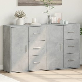 Credenze 2 pz Grigio Cemento 60x31x70 cm in Legno Multistrato