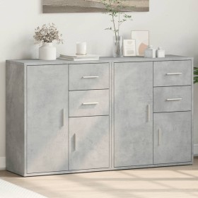 Credenze 2 pz Grigio Cemento 60x31x70 cm in Legno Multistrato