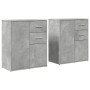 Credenze 2 pz Grigio Cemento 60x31x70 cm in Legno Multistrato