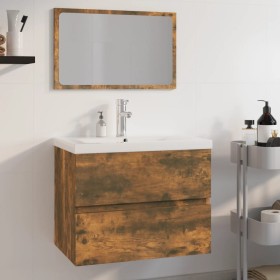 Set di Mobili da Bagno Rovere Fumo in Legno Multistrato