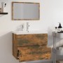 Set di Mobili da Bagno Rovere Fumo in Legno Multistrato