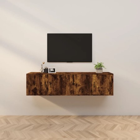 Mobili Porta TV a Parete 2 pz Rovere Fumo 80x34,5x40 cm