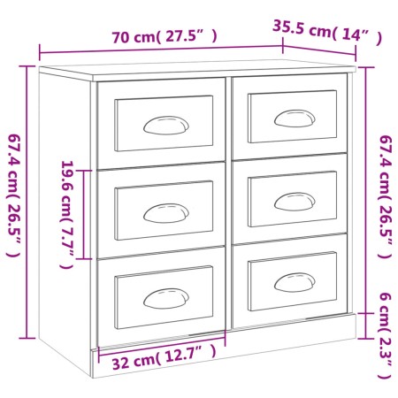 Credenza Bianca 70x35,5x67,5 cm in Legno Multistrato