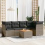 Set Divano da Giardino 6 pz con Cuscini Grigio in Polyrattan