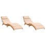 Lettini Prendisole con Cuscini 2 pz Beige Legno Massello Acacia