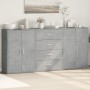 Credenze 3 pz Grigio Cemento 60x31x84 cm in Legno Multistrato