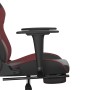 Sedia da Gaming con Poggiapiedi Nero e Rosso Vino in Similpelle