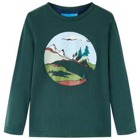 Maglietta da Bambino Maniche Lunghe Verde Scuro 116