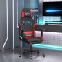 Sedia da Gaming con Poggiapiedi Rosso e Nero in Tessuto