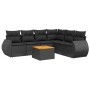 Set Divani da Giardino con Cuscini 7pz Nero Polyrattan