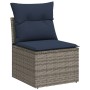 Set Divani da Giardino 10pz con Cuscini in Polyrattan Nero